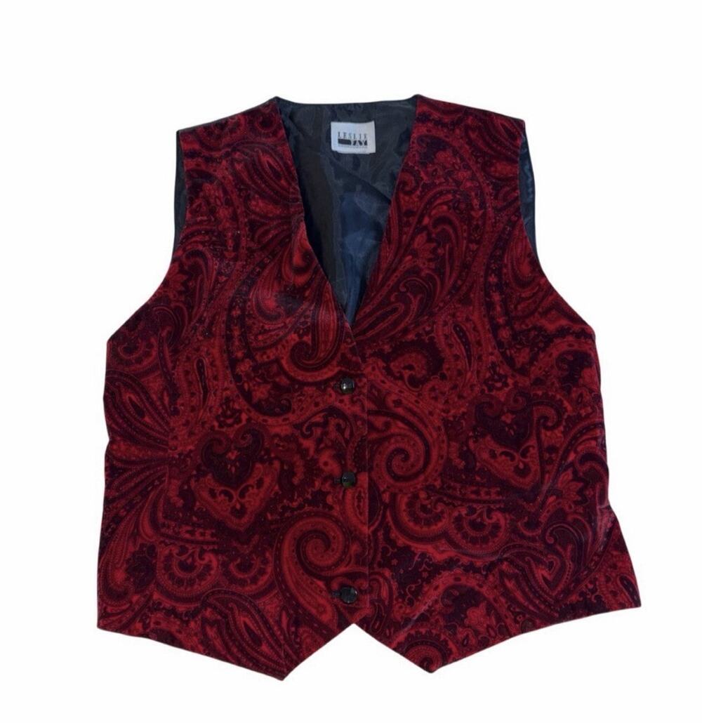 Women’s Y2K Leslie Fay Bandanna Print Vest Medium